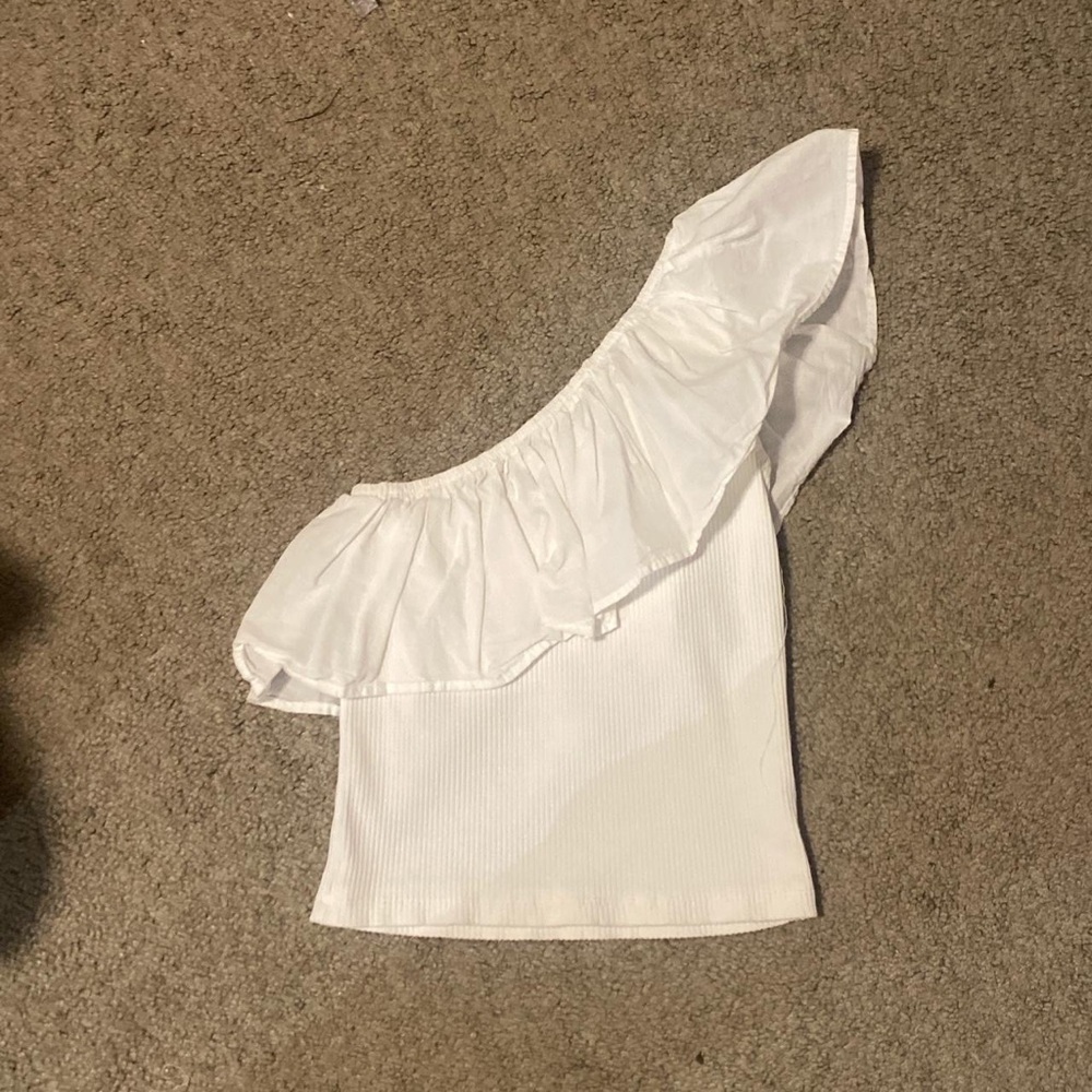 Zara one shoulder ruffled top